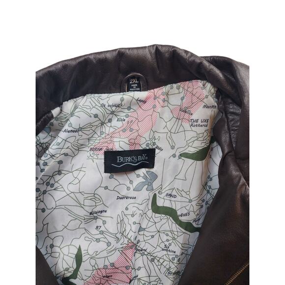 Burks Bay Leather Jacket Mens 2XL NRA Life Member Patch Logo \Bomber Vintage Y2K - Picture 5 of 16